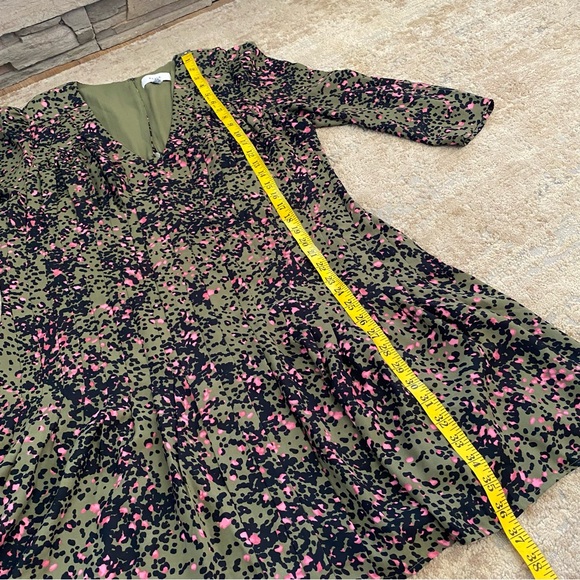 Reiss Ciara Olive Pink Animal Leopard Patterned Pleated Dress Mini Cocktail: 12 - Picture 11 of 11